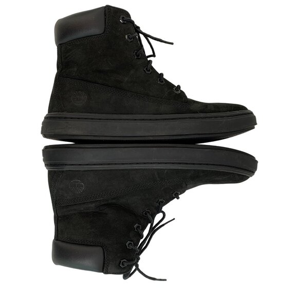 Womens 8.5 Timerland Black Suede Leather Combat Boots Ankle EUC Lace Up 7092 - Picture 8 of 12